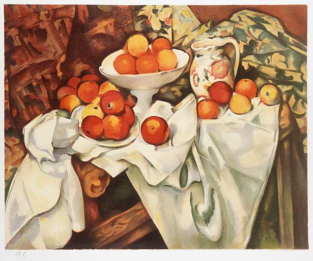 セザンヌ「リンゴとオレンジの静物」ムルロー工房 リトグラフ 複製