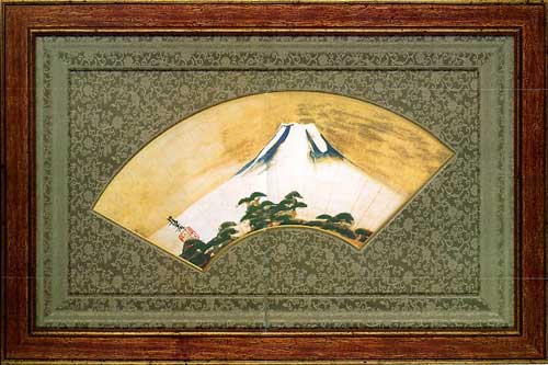 尾形光琳「富嶽扇面図」石版画 複製